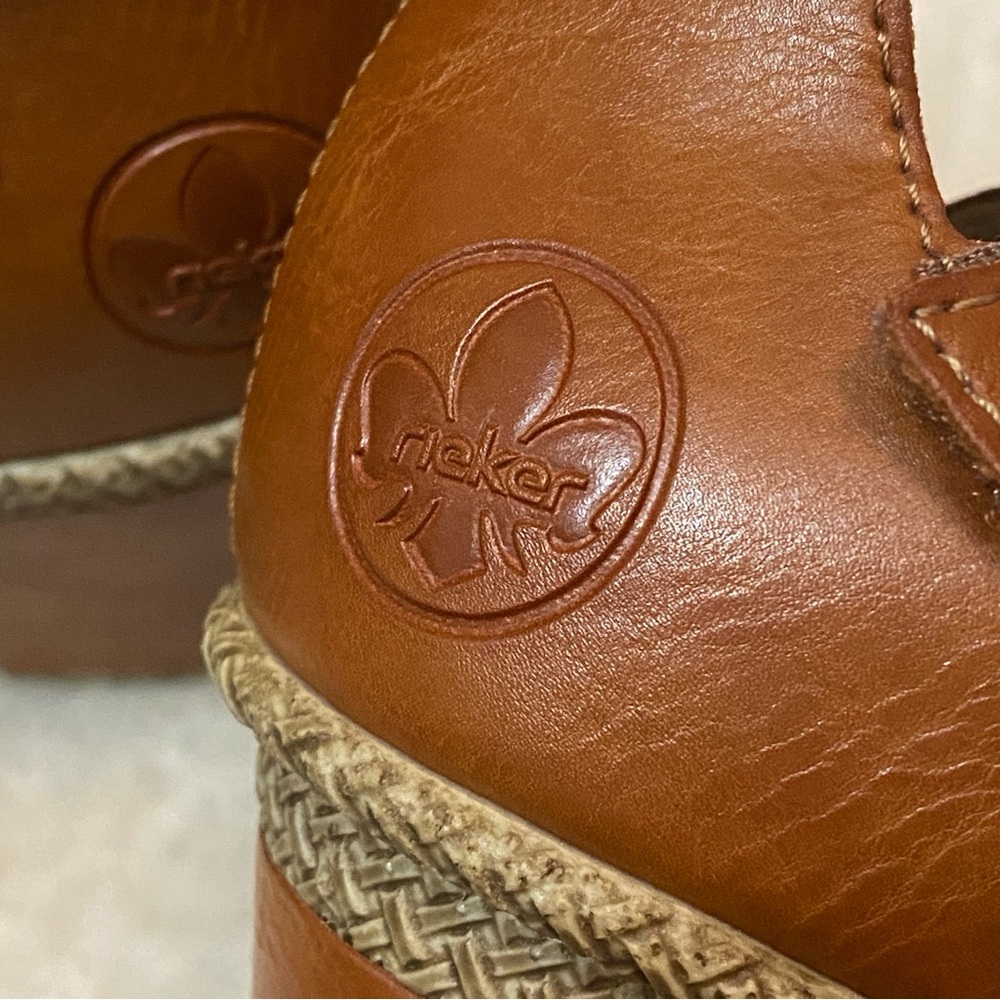 Rieker Brown Leather Heel Sandals - Picture 7 of 7